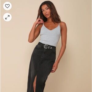 Lulu’s  Heather Grey Ribbed V-Neck Cami Top.  Brand new with tags.